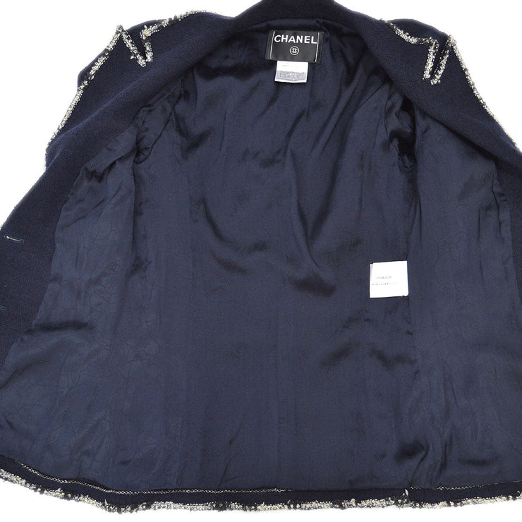 Chanel 2005海军徽标补丁单胸装西装外套＃38