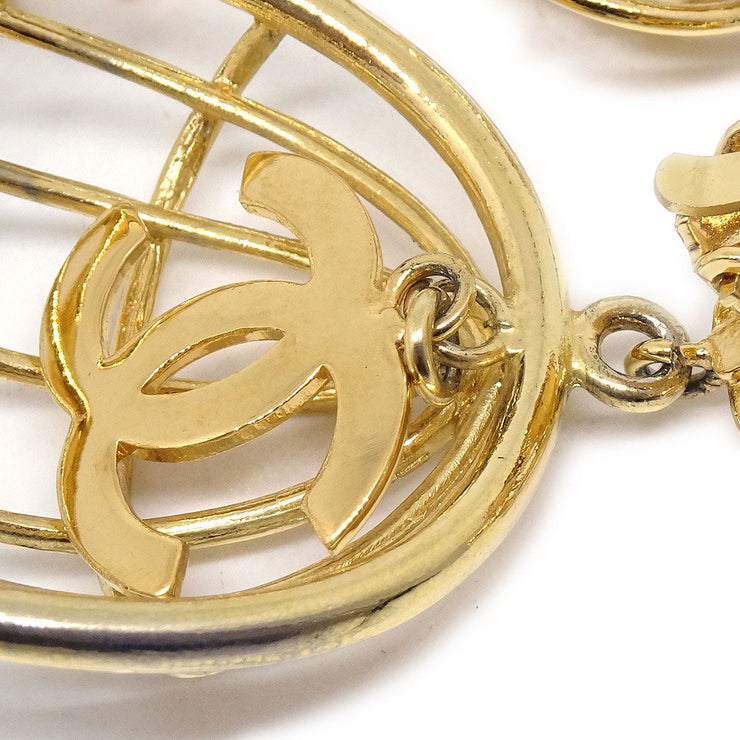 CHANEL Birdcage Earrings Clip-On Gold