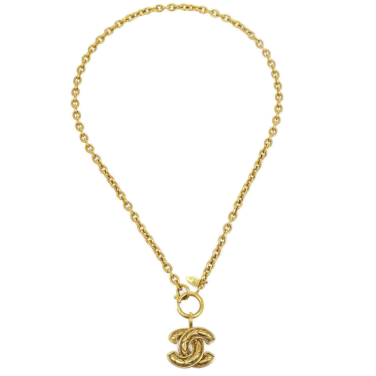 CHANEL Quilted CC Gold Chain Necklace 3857