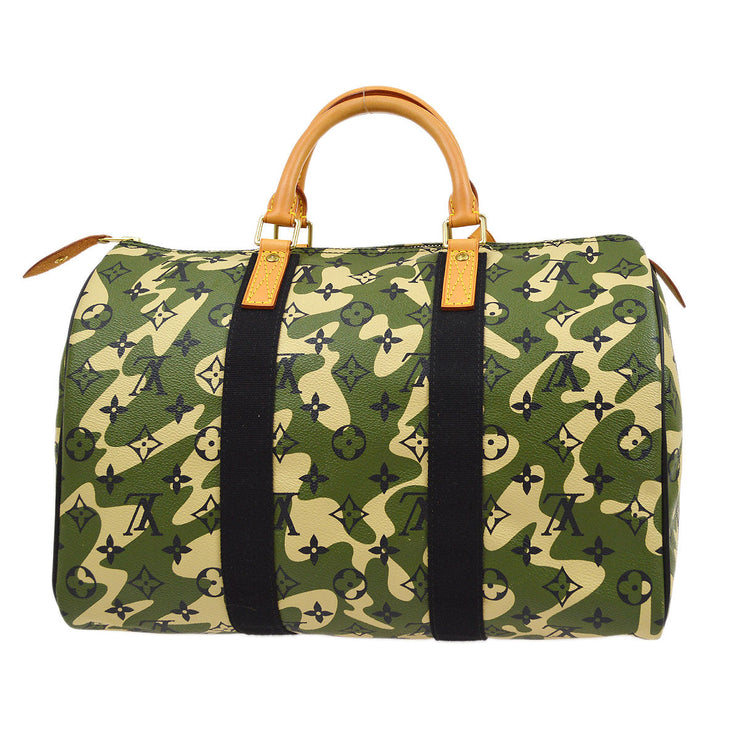 Louis Vuitton Speedy 35 Handbag Purse Green Monogramouflage M95773