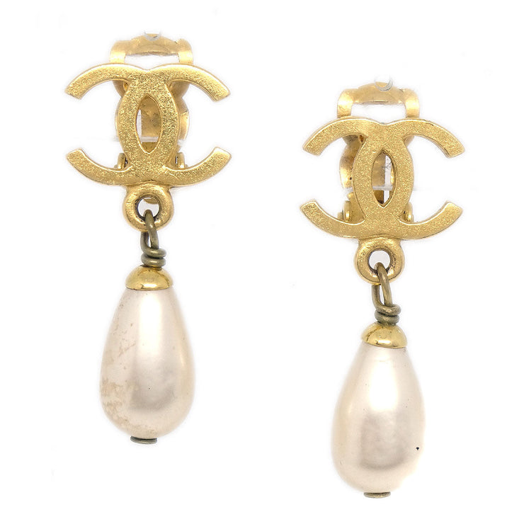 chanel teardrop pearl earrings