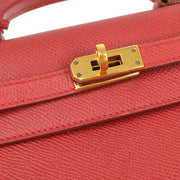 HERMES * 1999 Mini Kelly 20 SELLIER Rouge Vif Courchevel