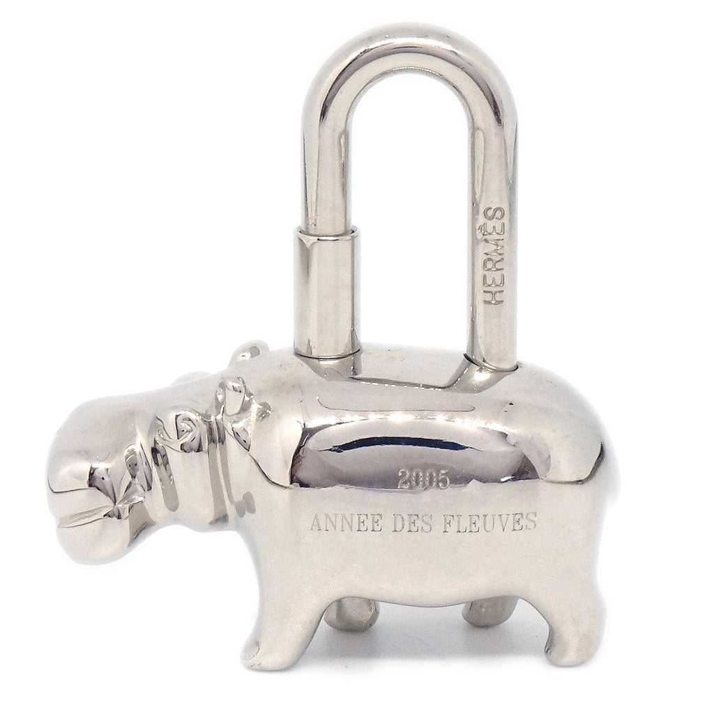 Hermes Cadena Heart Silver Tone Lock Bag Charm Hermes