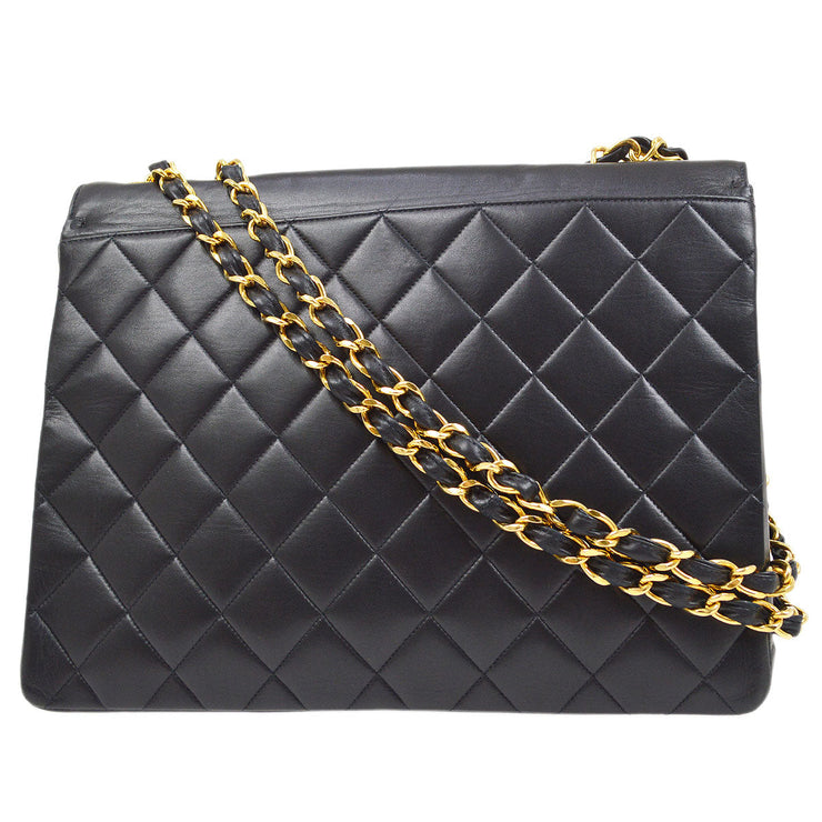 CHANEL 1991-1994 CC Flap Maxi Black Lambskin