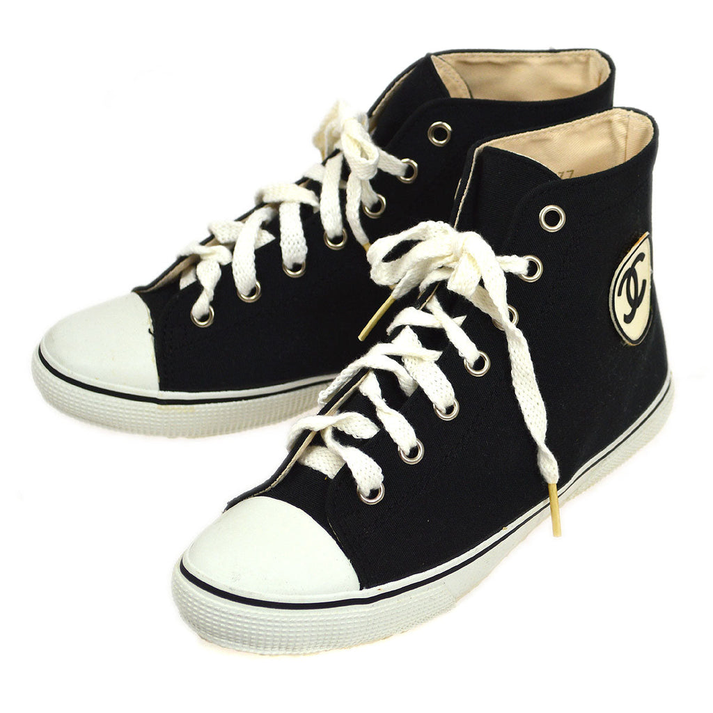 CHANEL, Shoes, Chanel Cc High Top Pearl Sneakers Size 35