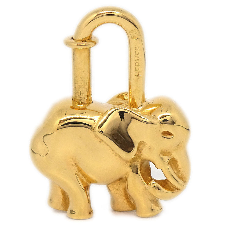 HERMES 1988 Elephant Cadena Lock Bag Charm Gold Small Good