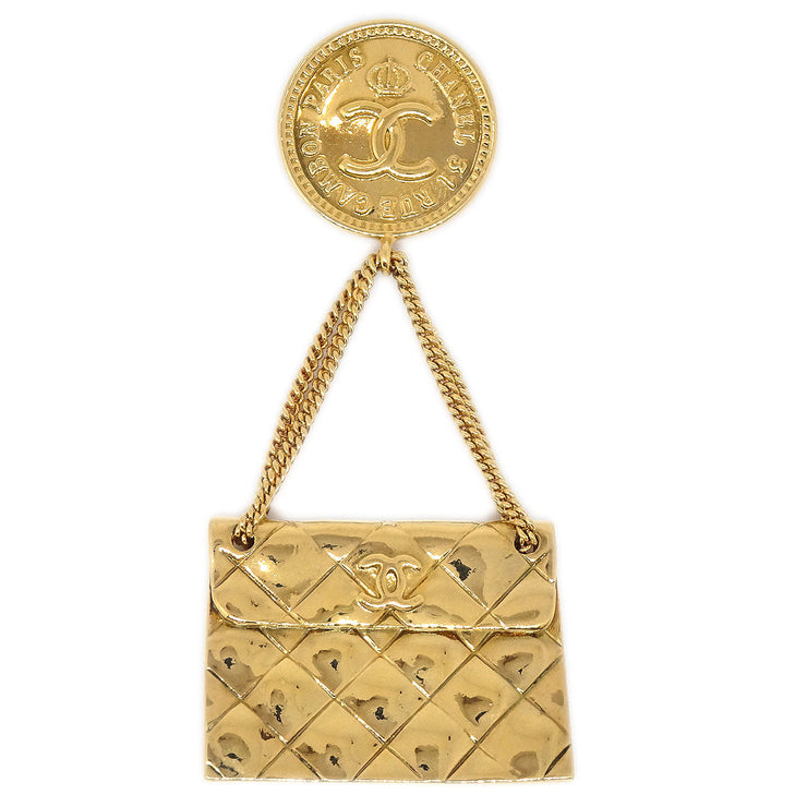 CHANEL Bag Brooch Pin Gold 93P