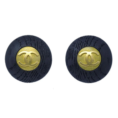 CHANEL 1994 Black & Gold CC Earrings