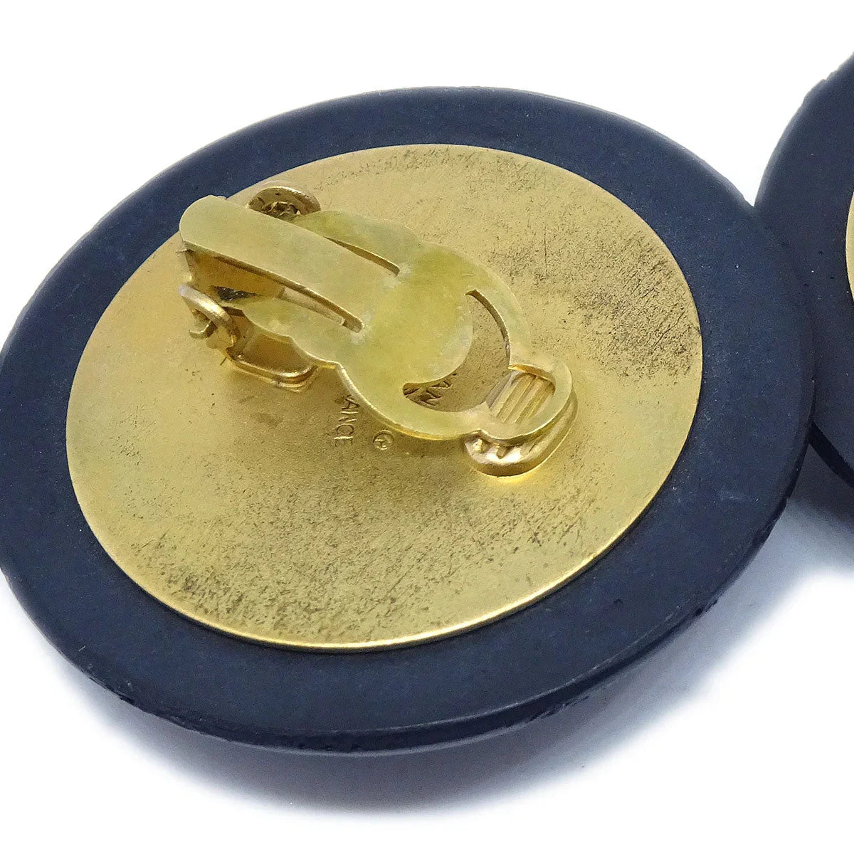 CHANEL 1994 Black & Gold CC Earrings