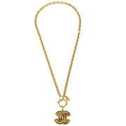 CHANEL Quilted CC Gold Chain Pendant Necklace 3857