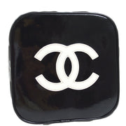 CHANEL 1995 Heart Mirror Vanity Handbag Black Patent Leather