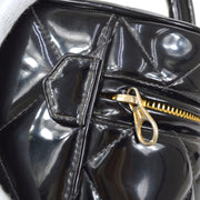 CHANEL 1995 Heart Mirror Vanity Handbag Black Patent Leather