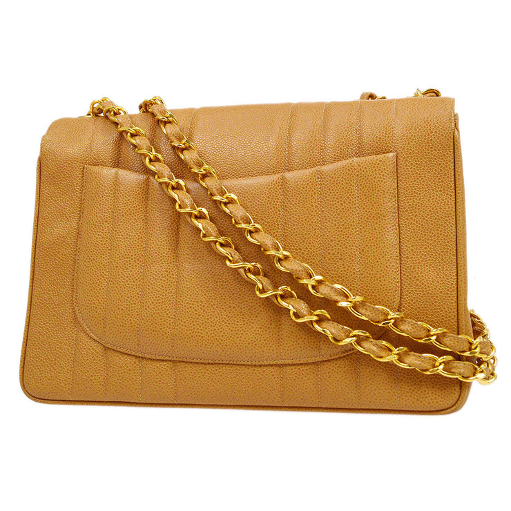 Chanel Double Flap Maxi Bag Yellow Lambskin