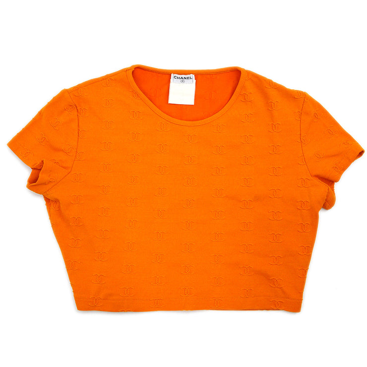 Chanel Orange Cotton CC Cropped Top
