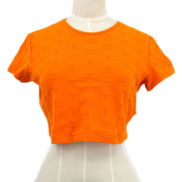 Chanel Chanel 1997 CC Logo-Embroidered Yellow Crop Top T-Shirt