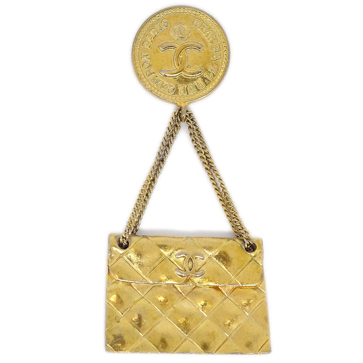 CHANEL Bag Brooch Pin Gold 93A