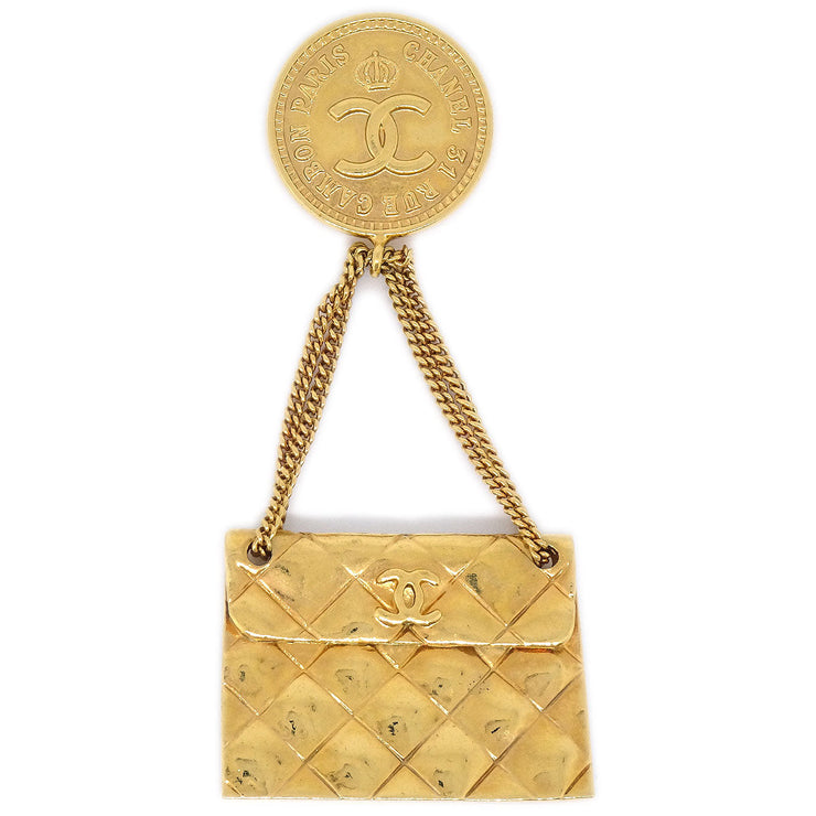 CHANEL Bag Brooch Pin Gold 93P