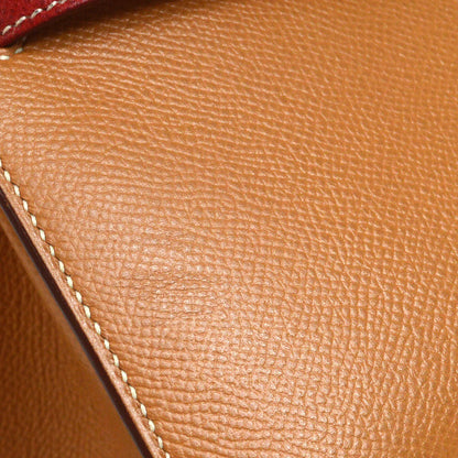 HERMES * 1994 Mini Kelly 20 SELLIER Courchevel Natural Rouge Vif