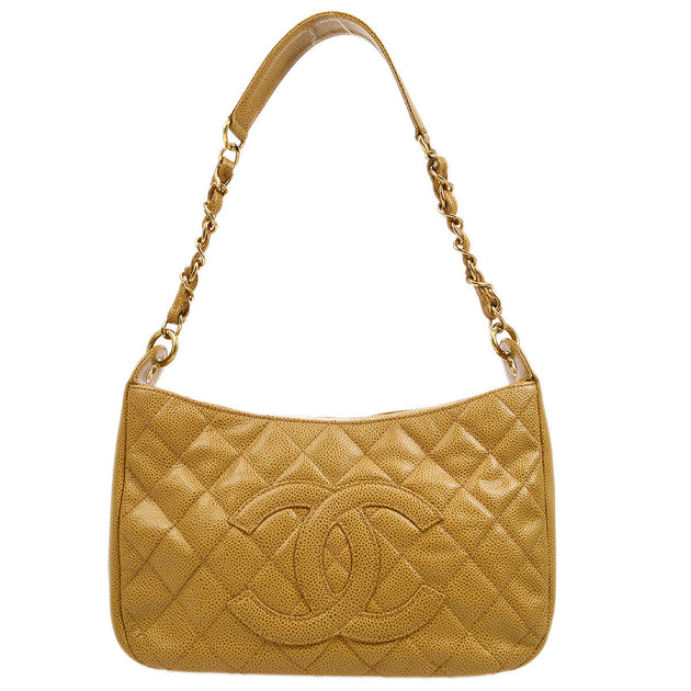 Chanel Timeless Maxi Jumbo shoulder bag in beige quilted caviar