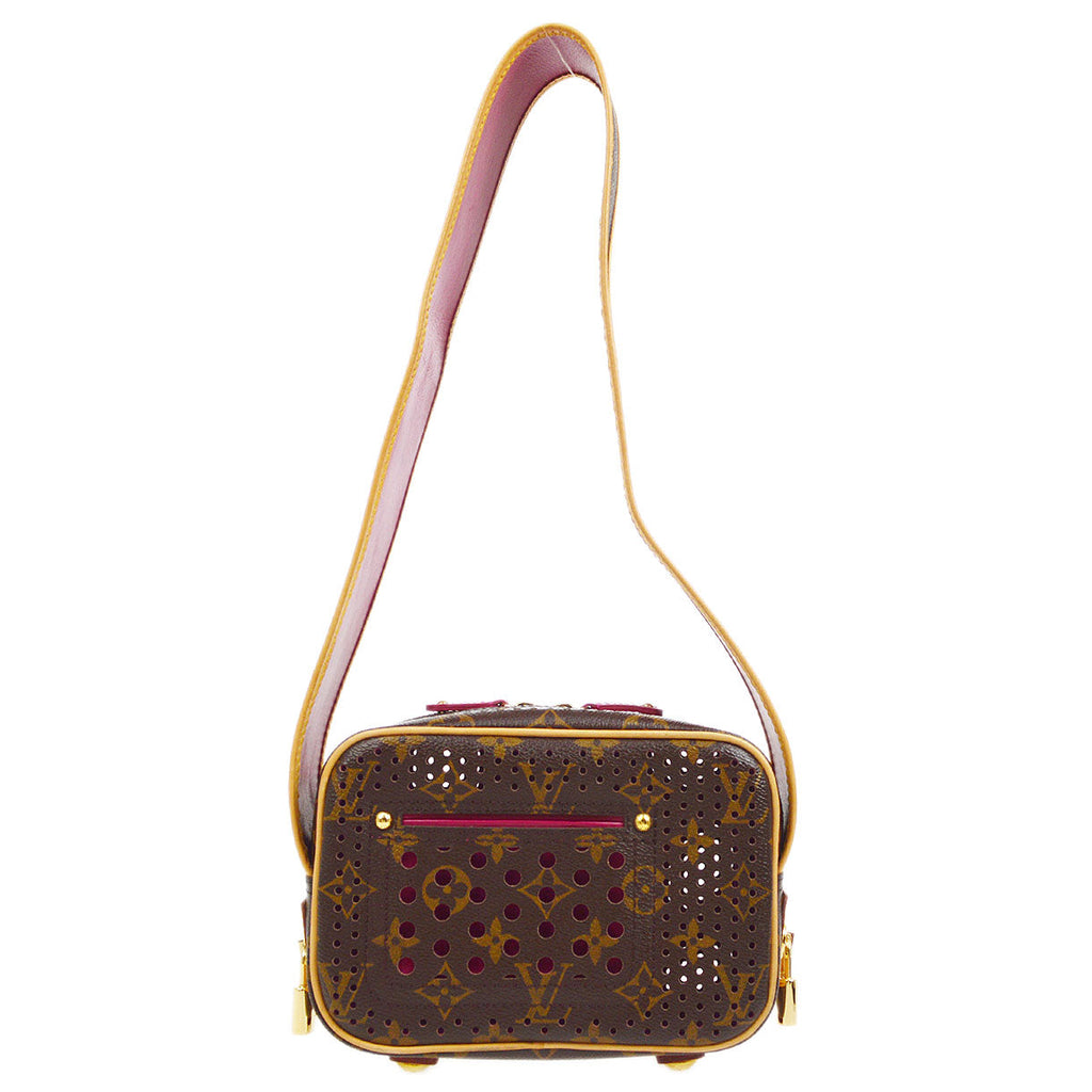 2006 Louis Vuitton Brown Perforated Monogram Canvas, Fuschia Mini Trocadero