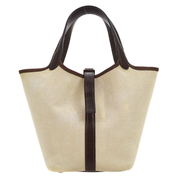 Hermes Bag Garden Party PM Beige x Brown Tote Handbag Ladies Toile H