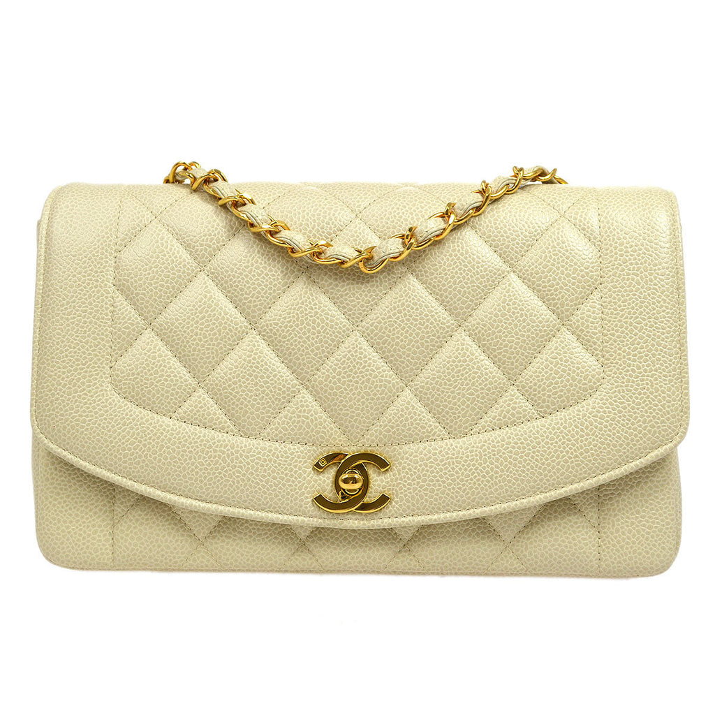 Chanel Vintage Medium Classic Diana Flap Bag Black Caviar 24K Gold Har –  Coco Approved Studio