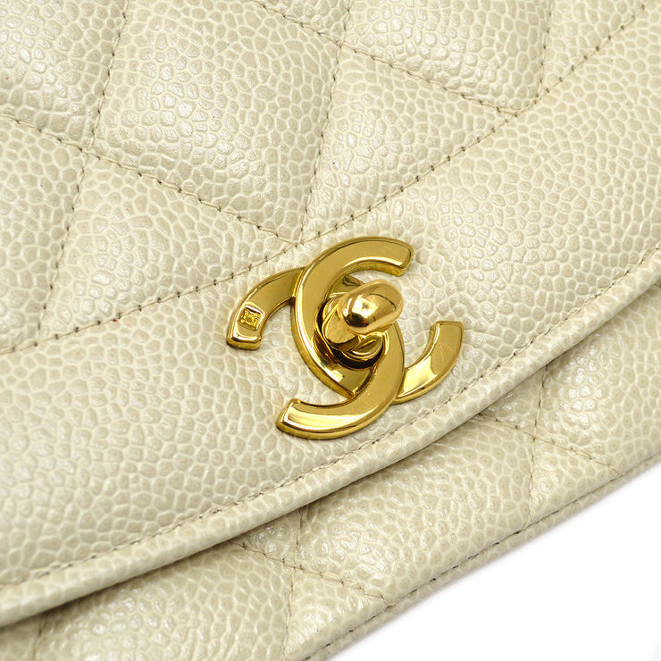 Chanel Vintage Ivory Beige Quilted Caviar Medium Diana Flap Gold Hardware,  1996-1997 Available For Immediate Sale At Sotheby's