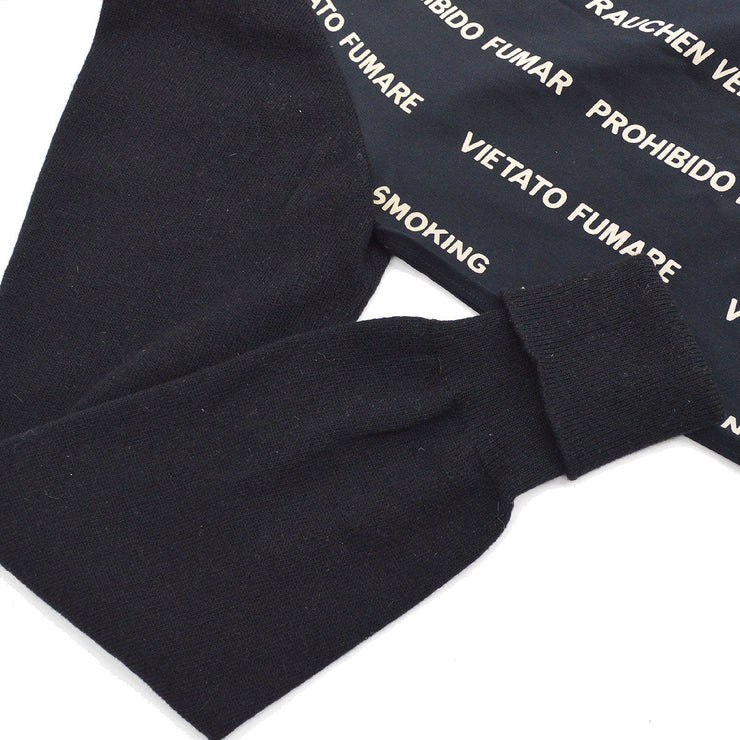 CHANEL ‘No Smoking’ silk blouse with knitted sleeves and collar