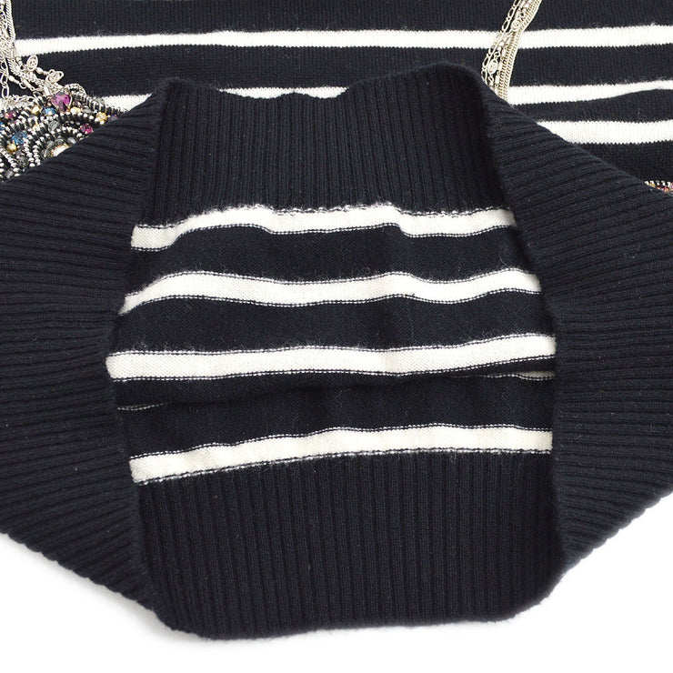 CHANEL 2008 Fall chain-link embellished striped jumper #42