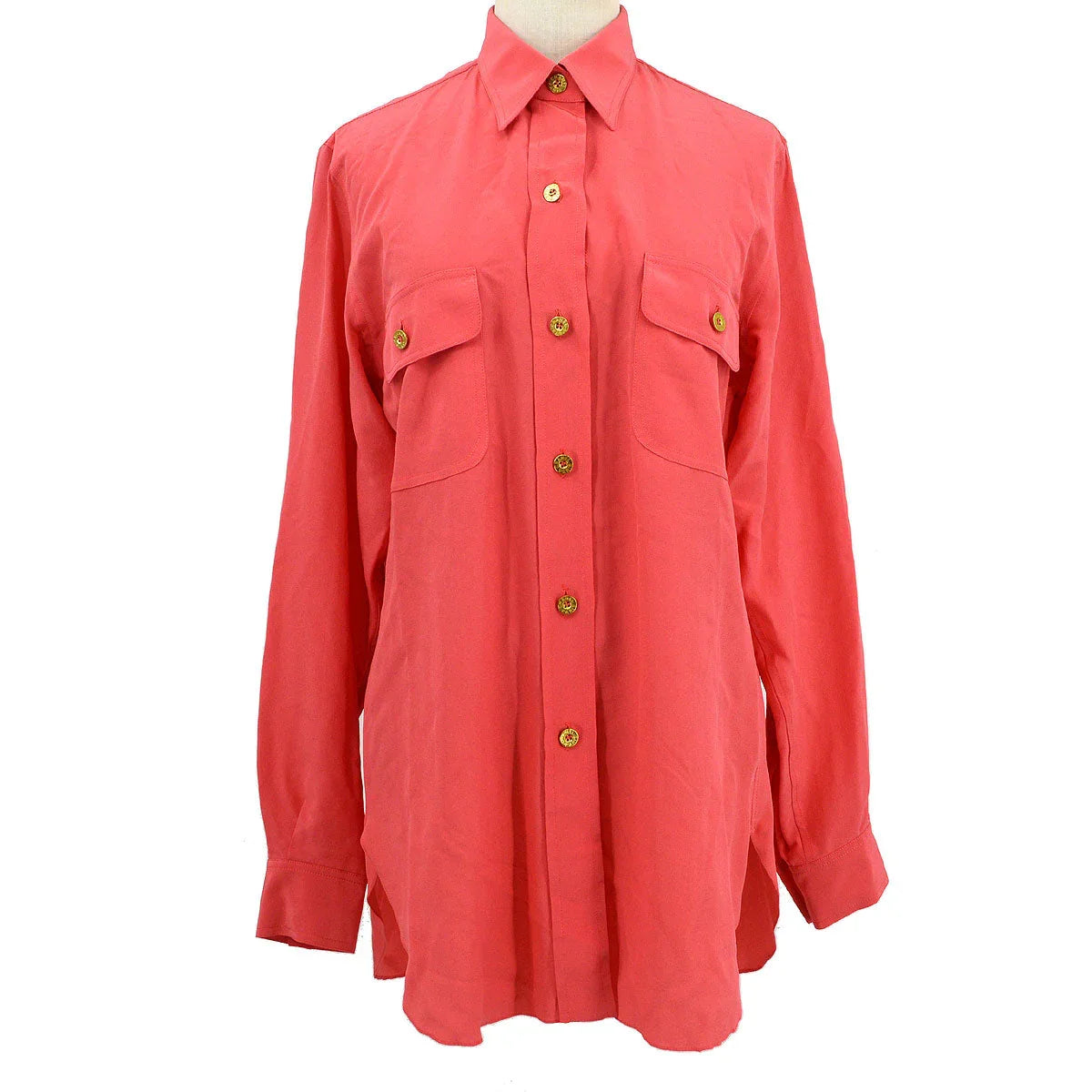 Chanel logo-button silk shirt #38