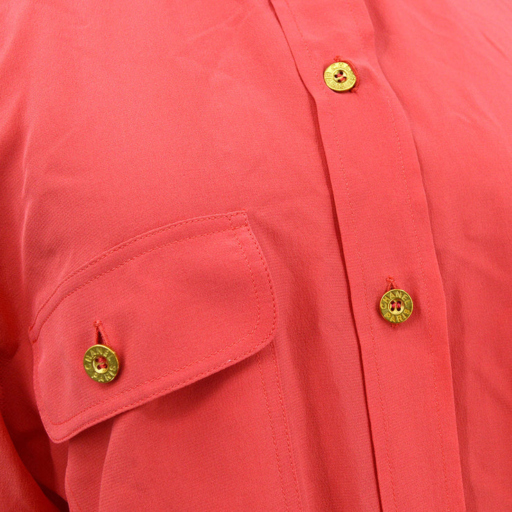 Chanel O2401徽标按钮丝绸衬衫＃38
