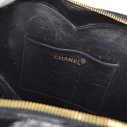 CHANEL 1995 Heart Vanity Handbag Black Patent Leather