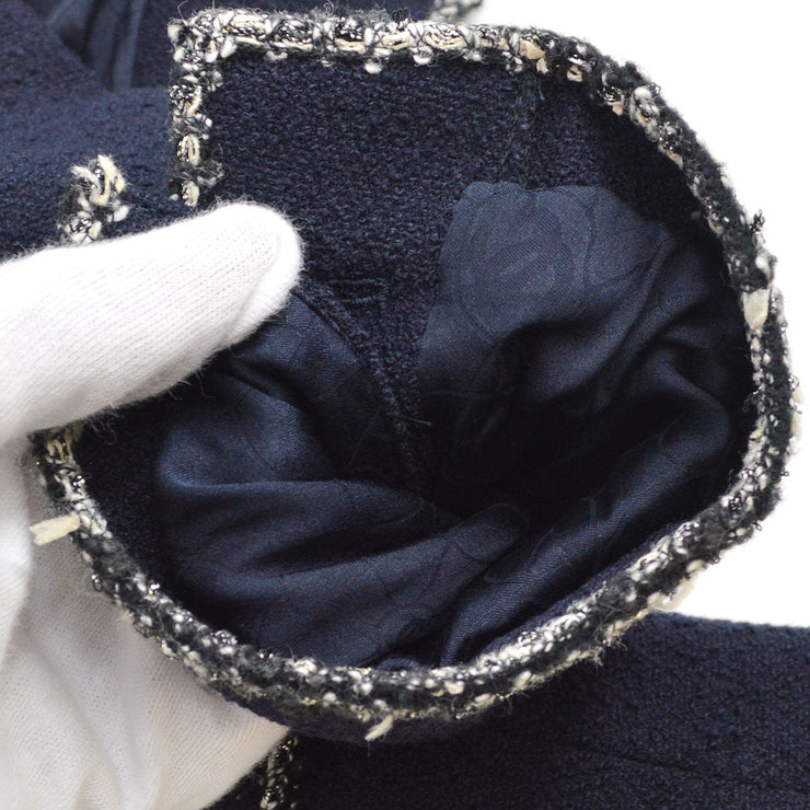 CHANEL 2005 navy emblem patch single-breasted blazer #38