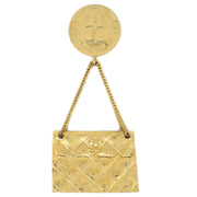 CHANEL Quilted Bag Brooch Pin Gold