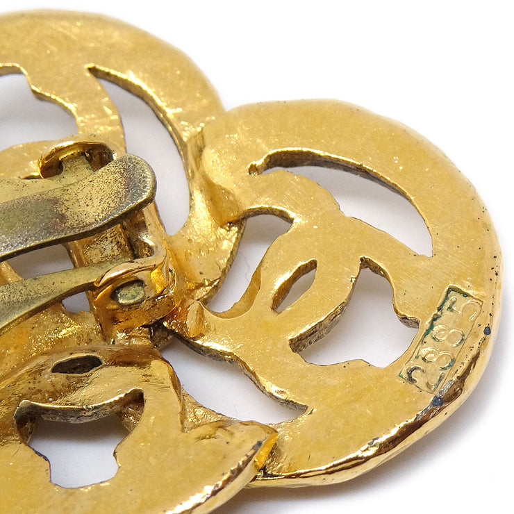 Chanel 1993 Cutout Medallion Earrings Clip-on 2885