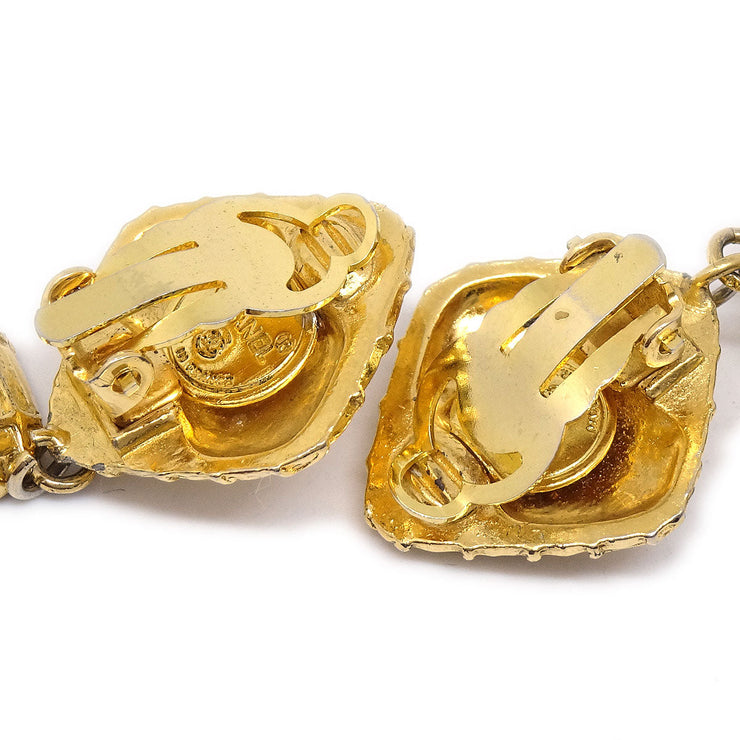 CHANEL 1980s Bow Dangling Earrings Clip-On Gold