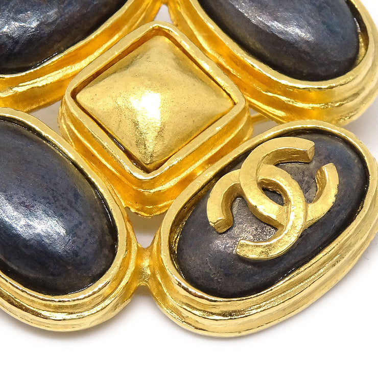 CHANEL 1997 Stone Brooch Gold