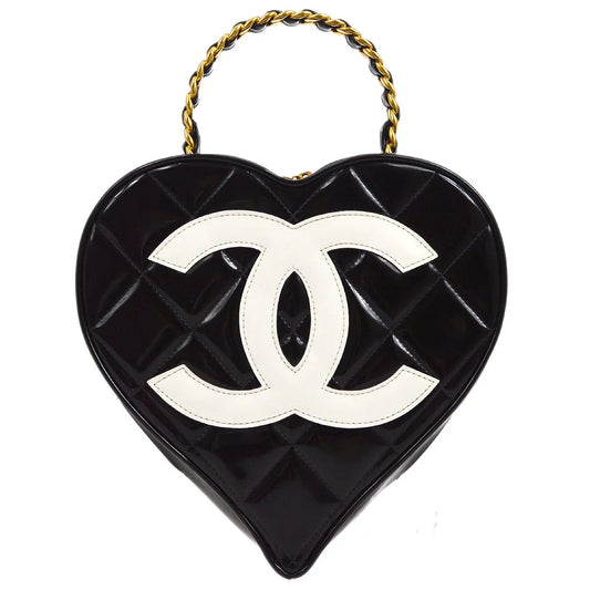 Chanel Heart Vanity Chain Handbag Black