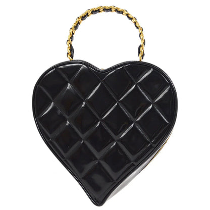 Chanel Heart Vanity Chain Handbag Black