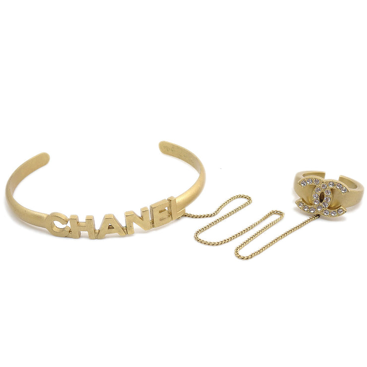 CHANEL 2001 Crystal CC & Logo Bangle & Ring Set #6