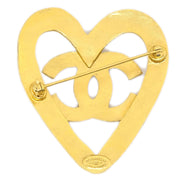 CHANEL 1995 Heart Brooch Pin Gold