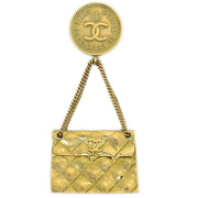 CHANEL 1994 Quilted Bag Brooch Pin Gold 29