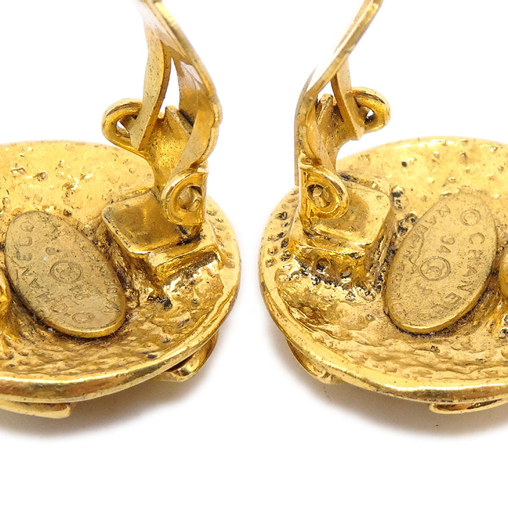 Chanel 1994 Gold Quilted 'CC' Round Earrings Small