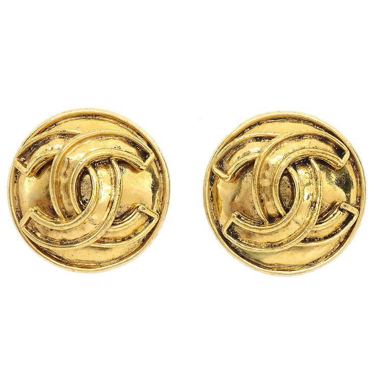 Chanel 1994 Button Earrings Gold Small