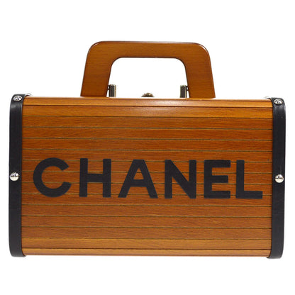 CHANEL Cosmetic Vanity Handbag Box Brown Wooden