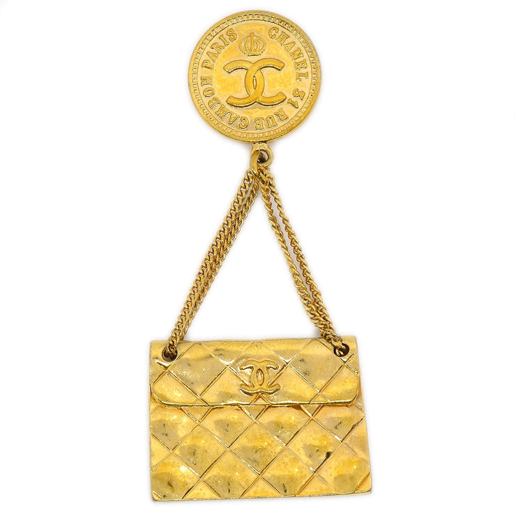 CHANEL 1993 Bag Brooch Pin Gold 93P