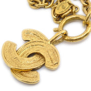 CHANEL 1986-1994 Quilted CC Gold Chain Pendant Necklace 3857