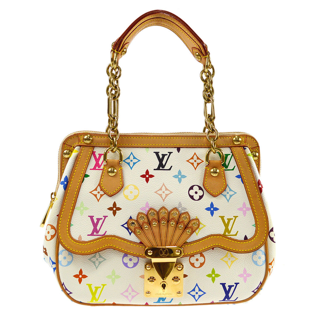 Louis Vuitton Monogram Multicolor Trouville Hand Bag White M92663 Lv