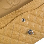 CHANEL 2000-2001 Classic Double Flap Medium SHW Beige Caviar
