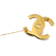 Chanel 1997 Crystal & Gold CC Turnlock Brooch Small